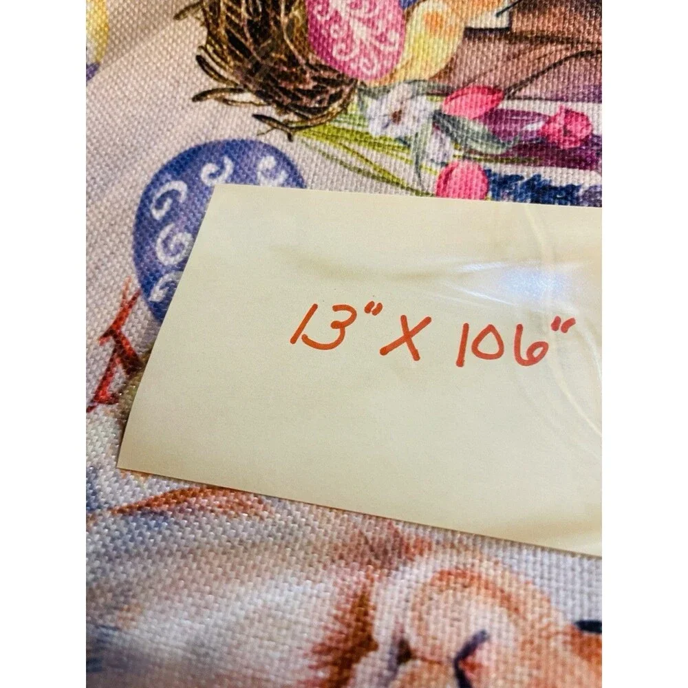 Easter Table Runner 13x106 Bunny Rabbit Chicks Eggs Floral Spring Extra Long